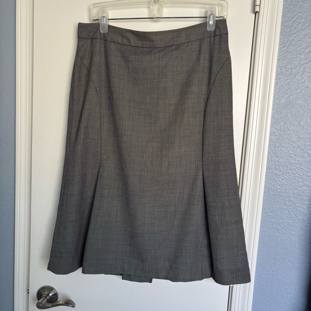 Ann Taylor LOFT Gray Midi A-Line Skirt
